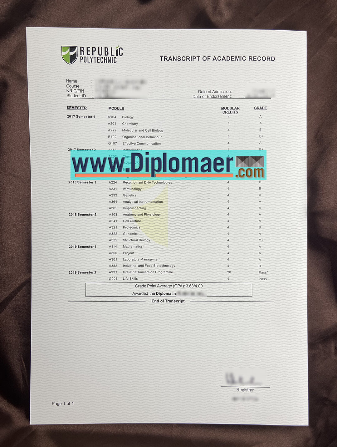 How to order the Republic Polytechnic fake transcripts online? Republic Polytechnic Fake Transcript - How to order the Republic Polytechnic fake transcripts online?