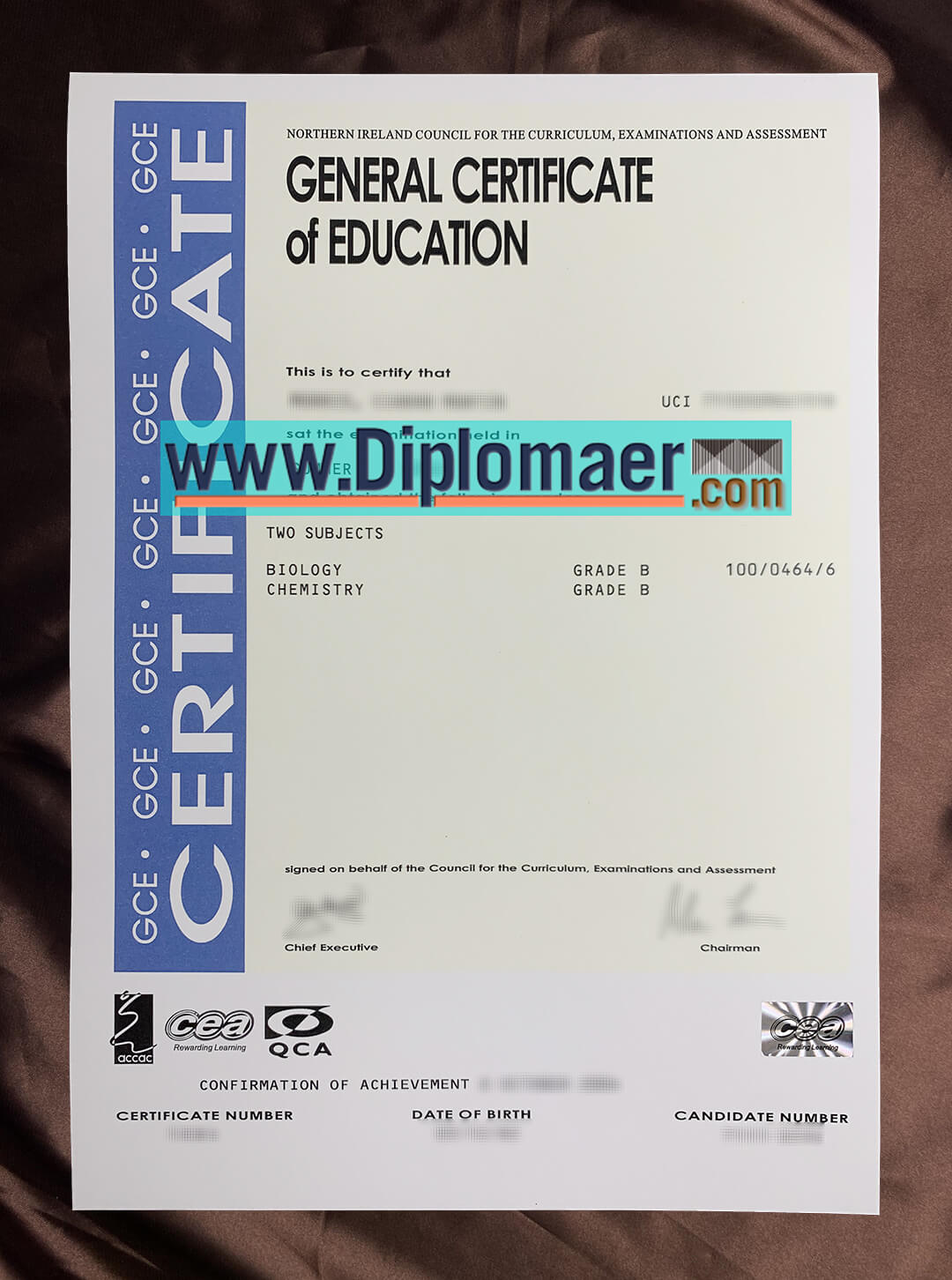 What does the old version of the GCE certificate look like? GCE fake diploma - What does the old version of the GCE certificate look like?